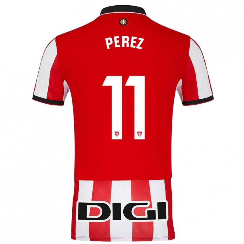 Danxen Damen Adrián Pérez #11 Rot Weiß Heimtrikot Trikot 2025/26 T-Shirt