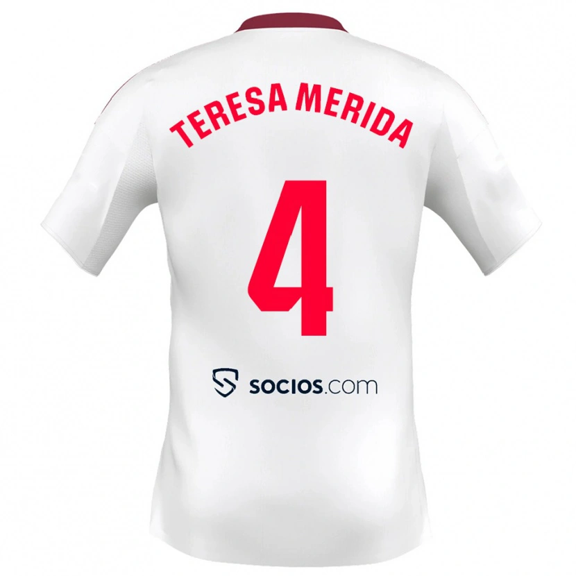 Danxen Damen Teresa Merida #4 Weiß Rot Heimtrikot Trikot 2025/26 T-Shirt