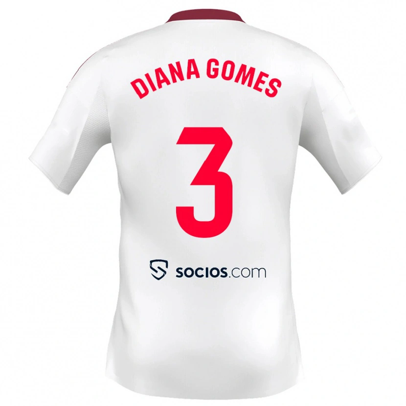 Danxen Damen Diana Catarina Ribeiro Gomes #3 Weiß Rot Heimtrikot Trikot 2025/26 T-Shirt