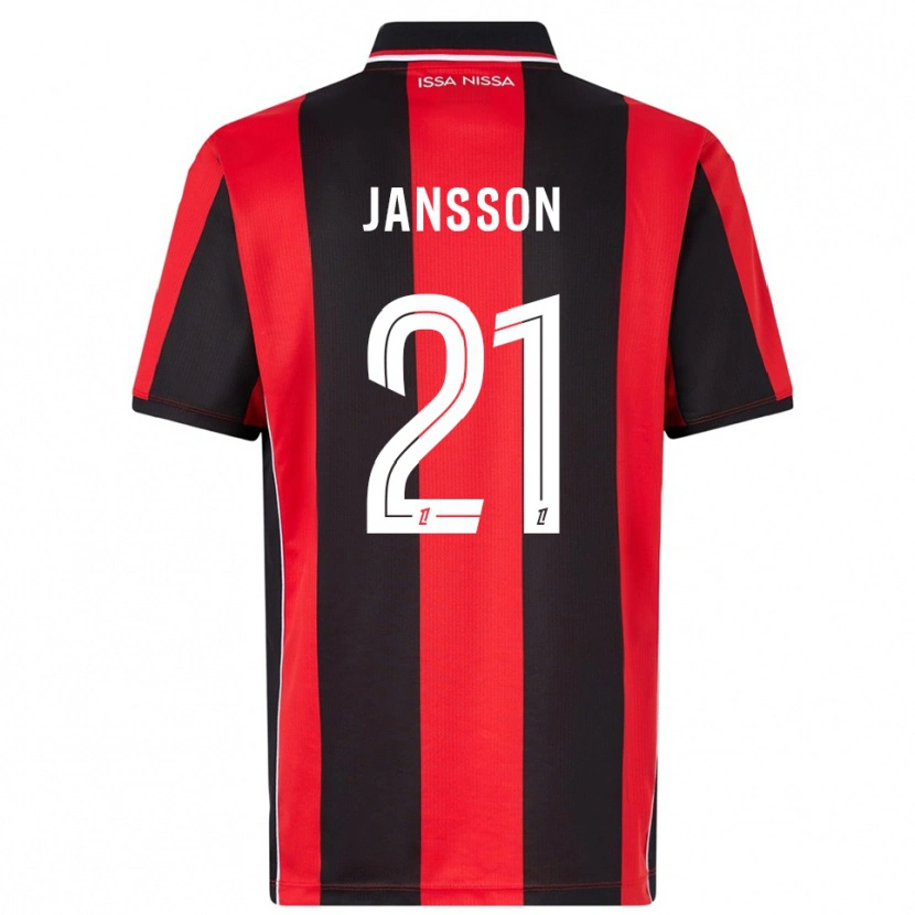 Danxen Damen Isak Jansson #21 Rot Schwarz Heimtrikot Trikot 2025/26 T-Shirt