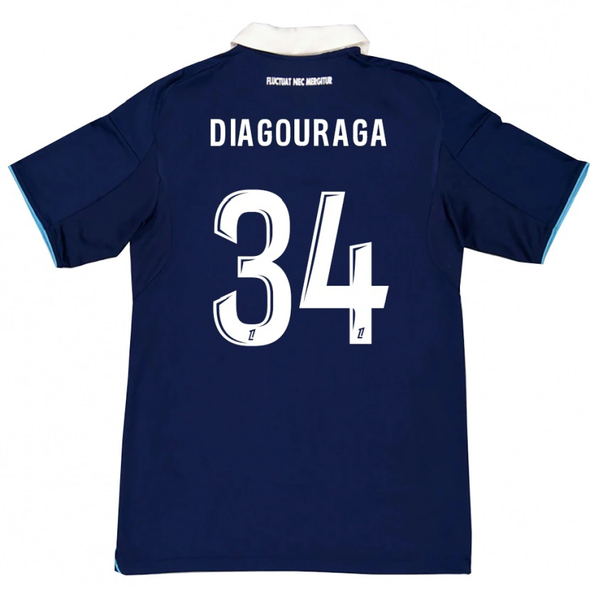 Danxen Damen Djibril Diagouraga #34 Dunkelblau Weiß Heimtrikot Trikot 2025/26 T-Shirt