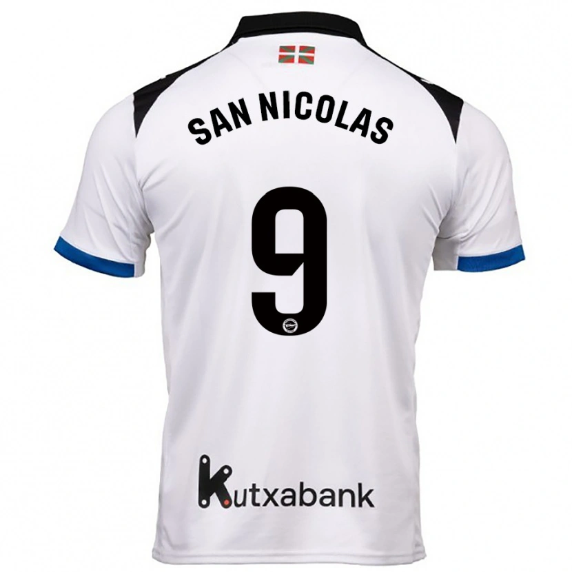 Danxen Damen Olga San Nicolás #9 Weiß Blau Auswärtstrikot Trikot 2025/26 T-Shirt