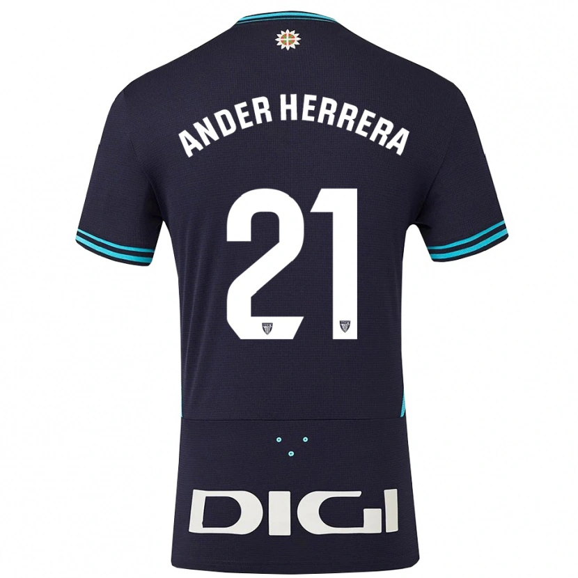 Danxen Damen Ander Herrera #21 Marine Himmelblau Auswärtstrikot Trikot 2025/26 T-Shirt