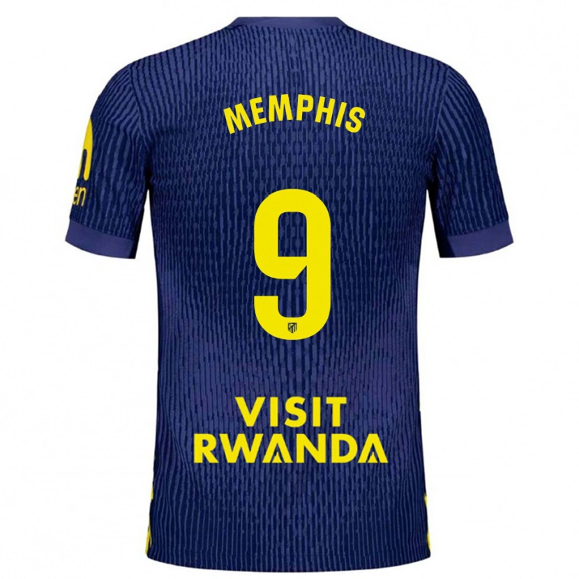 Danxen Damen Memphis Depay #9 Marine Gelb Auswärtstrikot Trikot 2025/26 T-Shirt