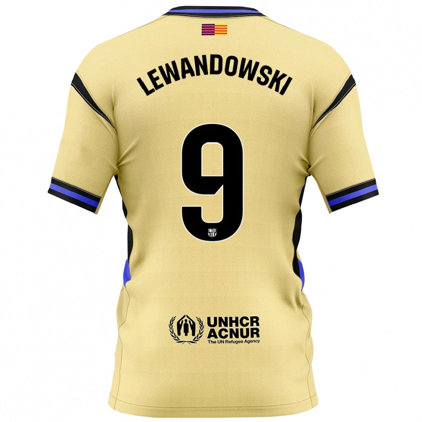 Danxen Damen Robert Lewandowski #9 Gelb Schwarz Auswärtstrikot Trikot 2025/26 T-Shirt
