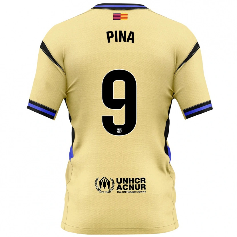 Danxen Damen Claudia Pina Medina #9 Gelb Schwarz Auswärtstrikot Trikot 2025/26 T-Shirt