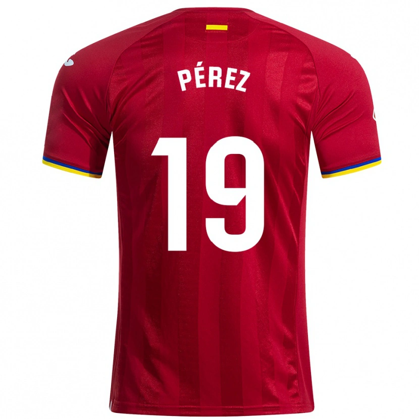 Danxen Damen Joselu Pérez #19 Rot Gelb Blau Auswärtstrikot Trikot 2025/26 T-Shirt