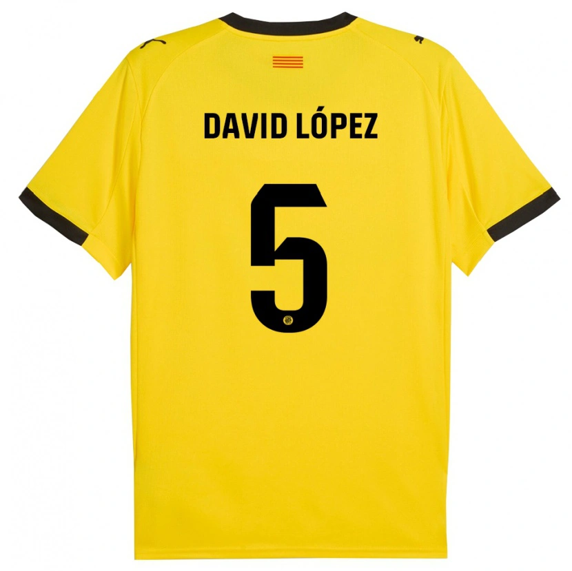 Danxen Damen David López #5 Gelb Schwarz Auswärtstrikot Trikot 2025/26 T-Shirt