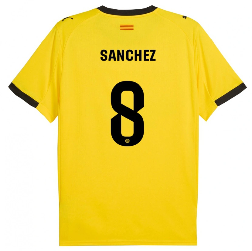 Danxen Damen Miguel Ángel Sánchez #8 Gelb Schwarz Auswärtstrikot Trikot 2025/26 T-Shirt