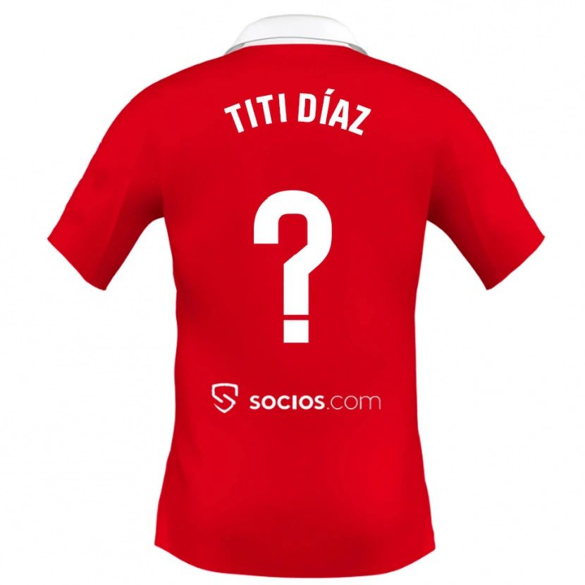 Danxen Damen Titi Díaz #0 Rot Weiß Grau Auswärtstrikot Trikot 2025/26 T-Shirt