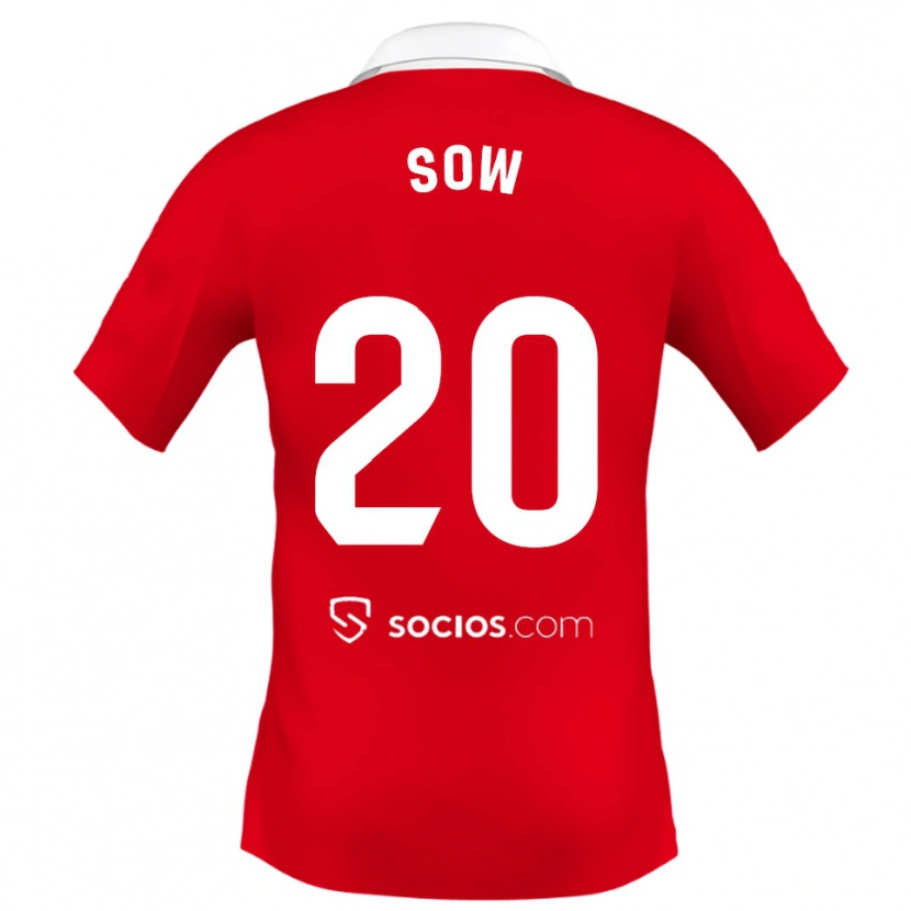 Danxen Damen Djibril Sow #20 Rot Weiß Grau Auswärtstrikot Trikot 2025/26 T-Shirt