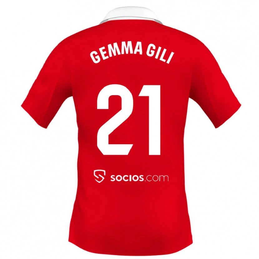 Danxen Damen Gemma Gili Giner #21 Rot Weiß Grau Auswärtstrikot Trikot 2025/26 T-Shirt