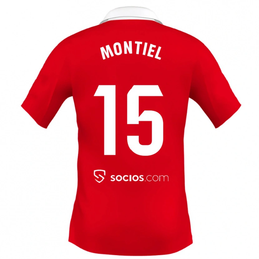 Danxen Damen Gonzalo Montiel #15 Rot Weiß Grau Auswärtstrikot Trikot 2025/26 T-Shirt