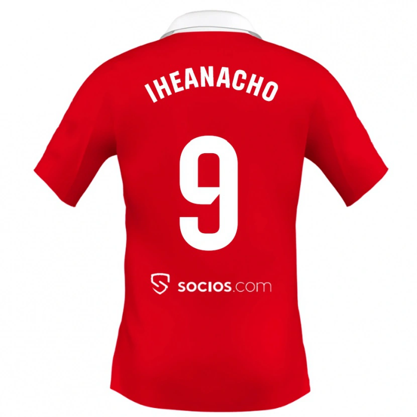 Danxen Damen Kelechi Iheanacho #9 Rot Weiß Grau Auswärtstrikot Trikot 2025/26 T-Shirt