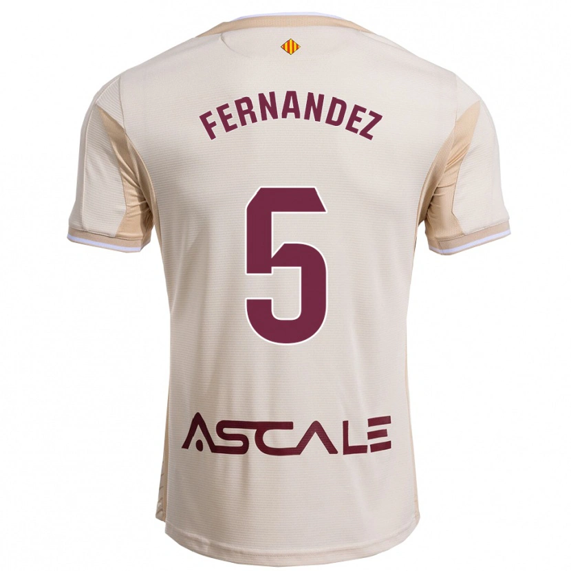 Danxen Damen Álvaro Fernández #5 Cremeweiß Burgunderrot Auswärtstrikot Trikot 2025/26 T-Shirt