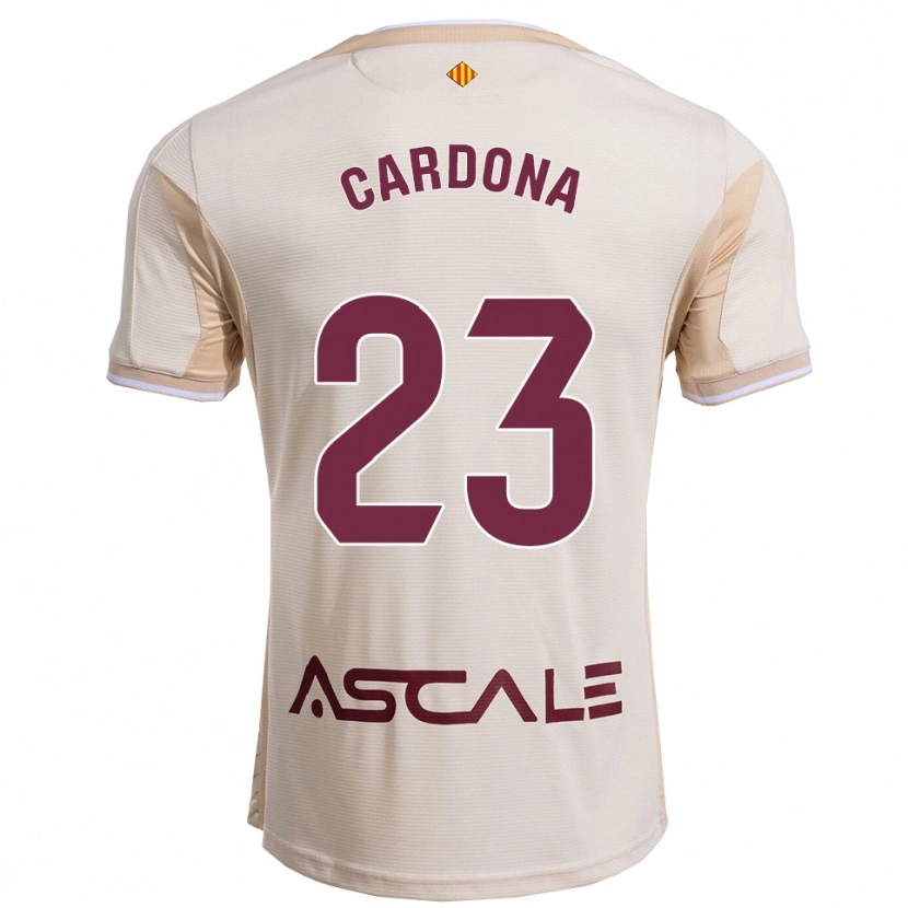 Danxen Damen Sergi Cardona #23 Cremeweiß Burgunderrot Auswärtstrikot Trikot 2025/26 T-Shirt