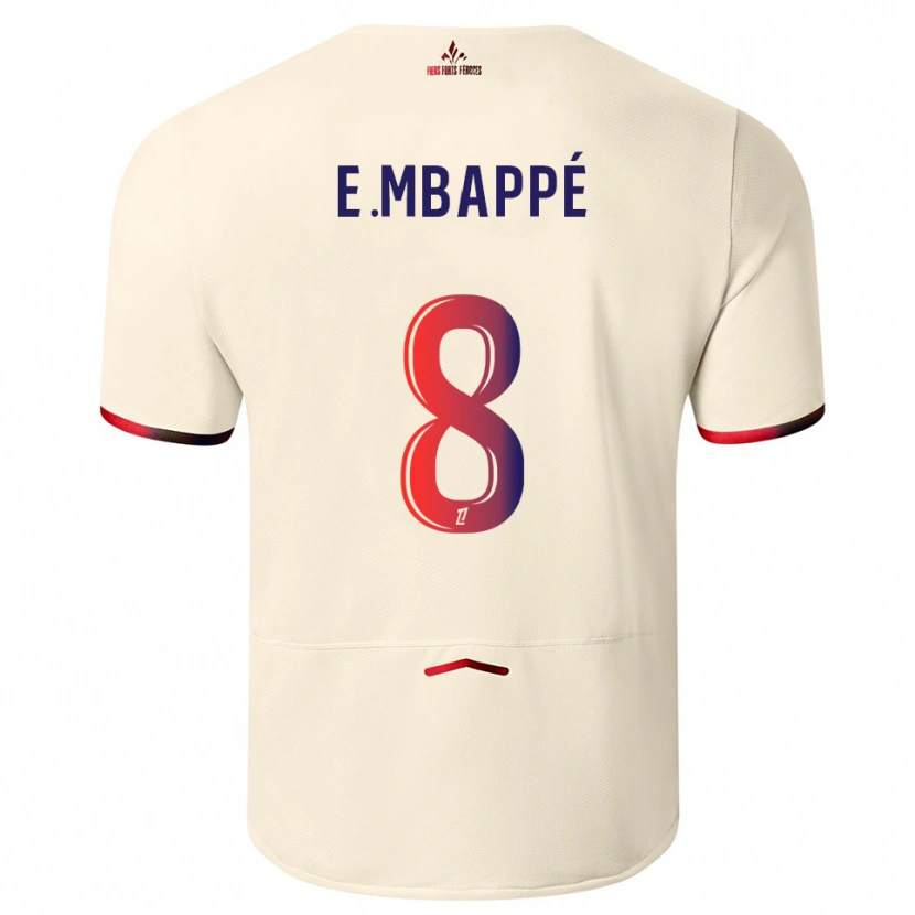 Danxen Damen Ethan Mbappé #8 Cremeweiß Rot Auswärtstrikot Trikot 2025/26 T-Shirt