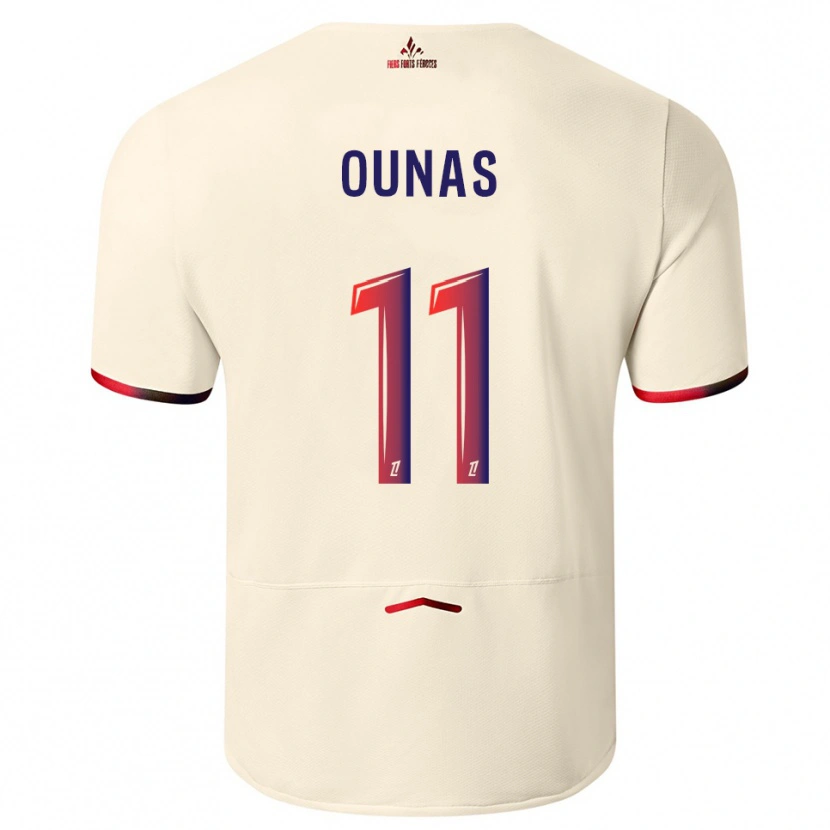 Danxen Damen Adam Ounas #11 Cremeweiß Rot Auswärtstrikot Trikot 2025/26 T-Shirt