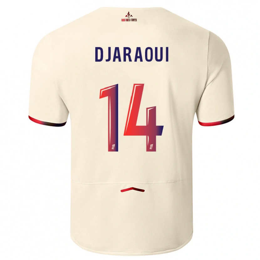 Danxen Damen Mehdi Djaraoui #14 Cremeweiß Rot Auswärtstrikot Trikot 2025/26 T-Shirt
