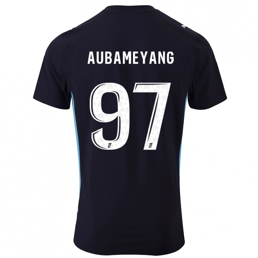 Danxen Damen Pierre-Emerick Aubameyang #97 Schwarz Himmelblau Auswärtstrikot Trikot 2025/26 T-Shirt
