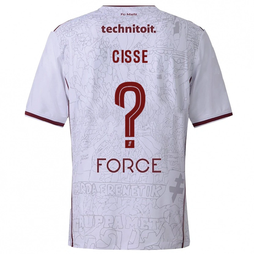 Danxen Damen Mouhamadou Cisse #0 Weiß Burgunderrot Auswärtstrikot Trikot 2025/26 T-Shirt