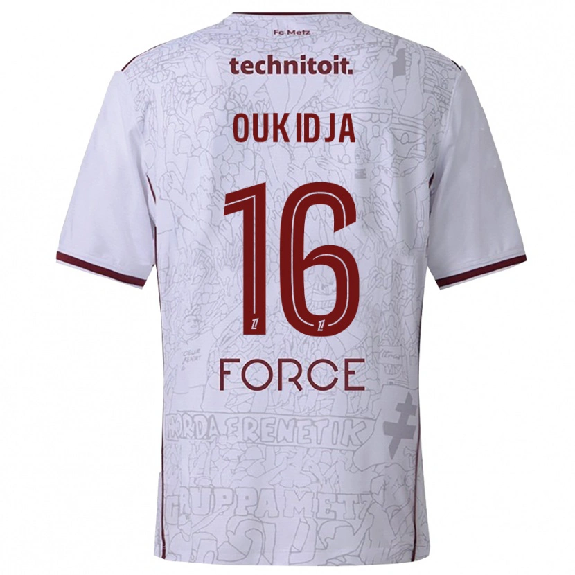 Danxen Damen Alexandre Oukidja #16 Weiß Burgunderrot Auswärtstrikot Trikot 2025/26 T-Shirt