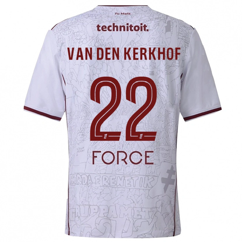 Danxen Damen Kevin Van Den Kerkhof #22 Weiß Burgunderrot Auswärtstrikot Trikot 2025/26 T-Shirt
