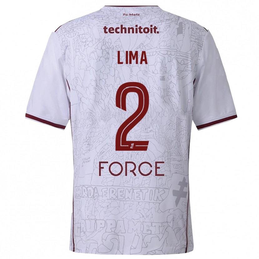 Danxen Damen Edson Lima #2 Weiß Burgunderrot Auswärtstrikot Trikot 2025/26 T-Shirt