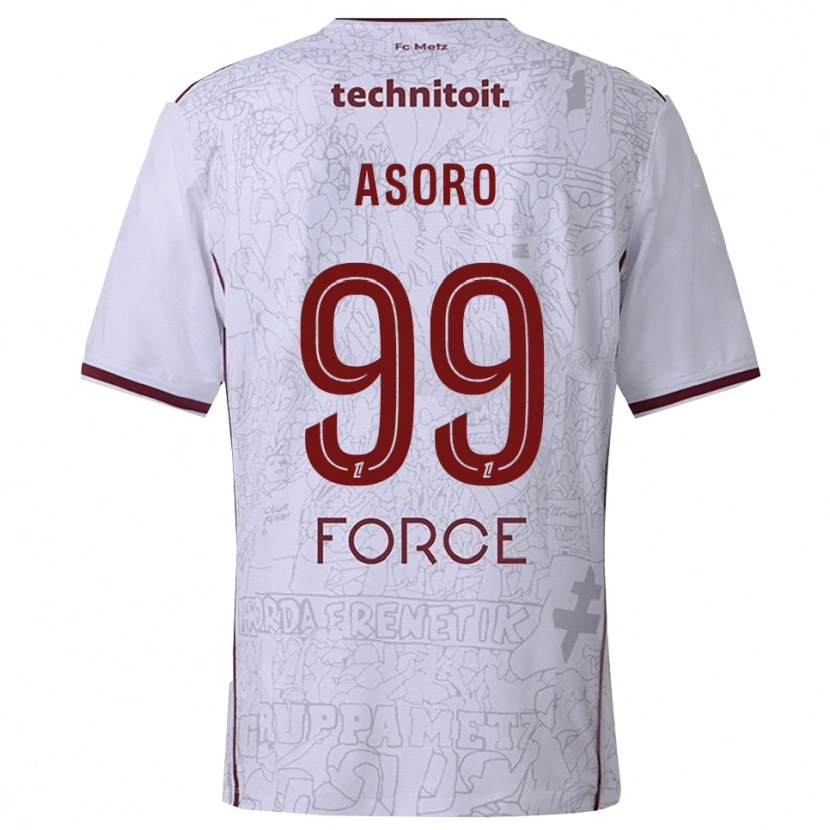 Danxen Damen Joel Asoro #99 Weiß Burgunderrot Auswärtstrikot Trikot 2025/26 T-Shirt