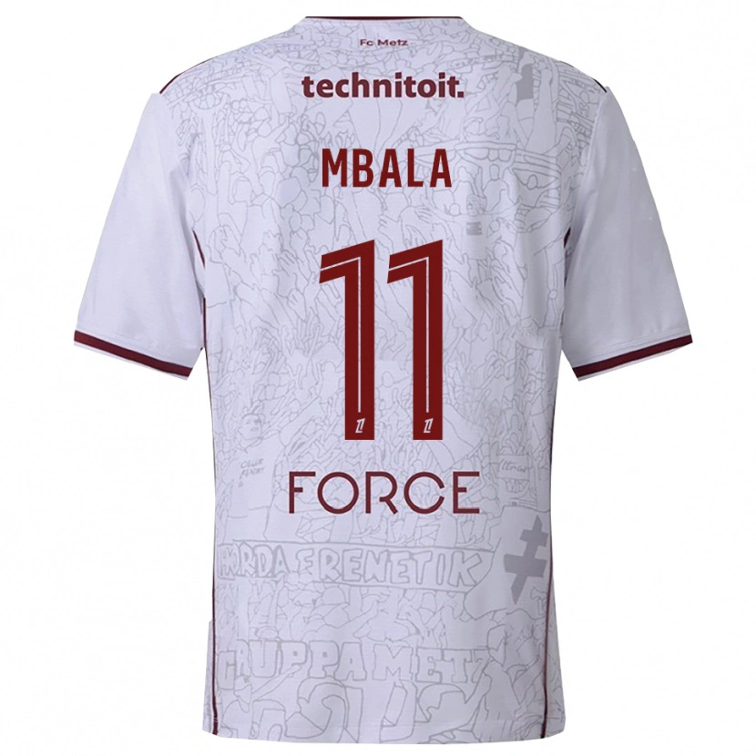 Danxen Damen Nathan Mbala #11 Weiß Burgunderrot Auswärtstrikot Trikot 2025/26 T-Shirt