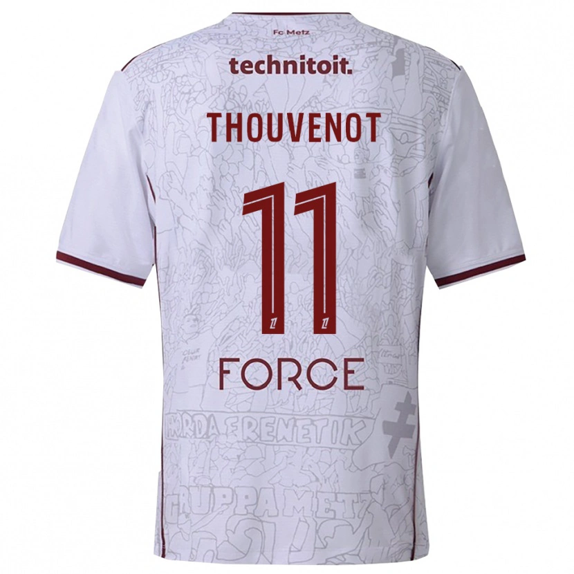 Danxen Damen Jules Thouvenot #11 Weiß Burgunderrot Auswärtstrikot Trikot 2025/26 T-Shirt