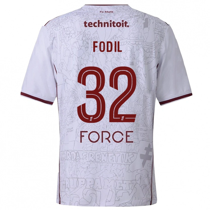 Danxen Damen Maria Fodil #32 Weiß Burgunderrot Auswärtstrikot Trikot 2025/26 T-Shirt
