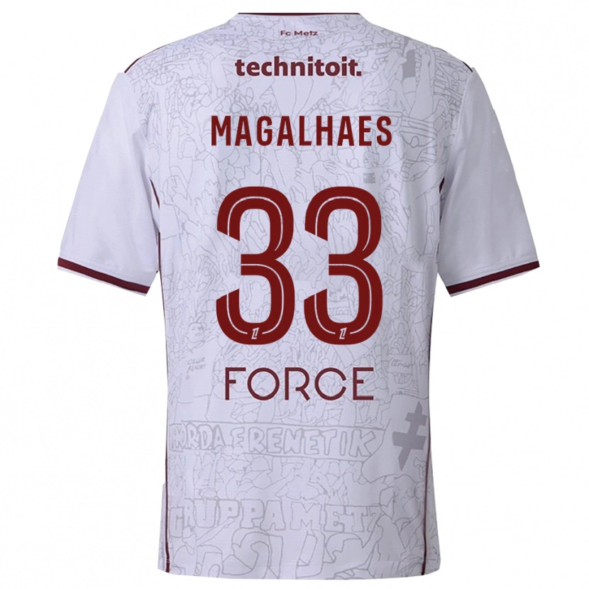 Danxen Damen Manon Magalhaes #33 Weiß Burgunderrot Auswärtstrikot Trikot 2025/26 T-Shirt