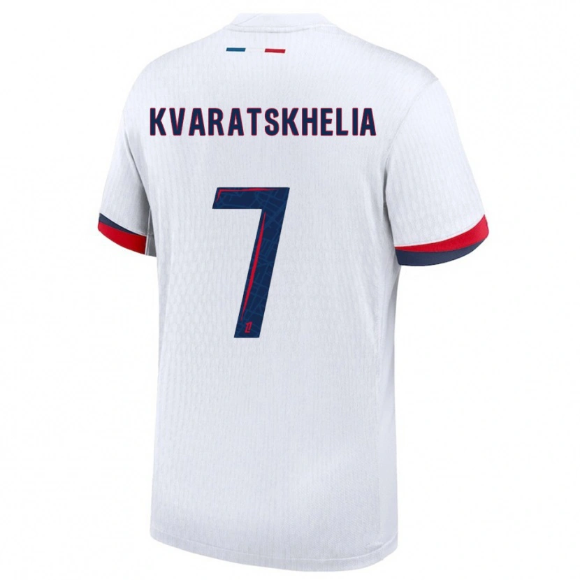Danxen Damen Khvicha Kvaratskhelia #7 Weiß Rot Auswärtstrikot Trikot 2025/26 T-Shirt