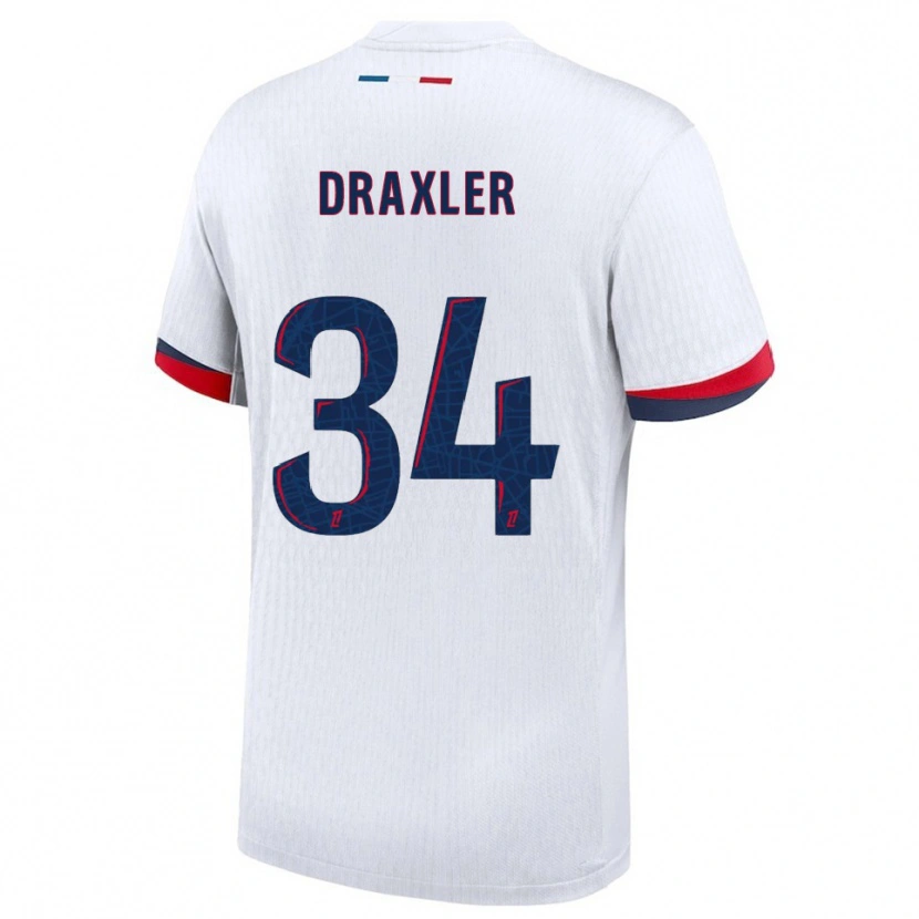 Danxen Damen Julian Draxler #34 Weiß Rot Auswärtstrikot Trikot 2025/26 T-Shirt