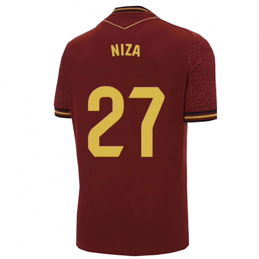 Danxen Damen Sergio Niza #27 Burgunderrot Gold Auswärtstrikot Trikot 2025/26 T-Shirt