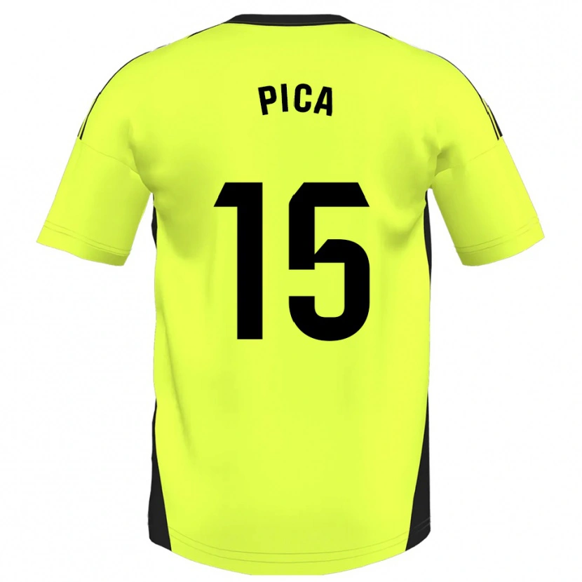 Danxen Damen Adrián Pica #15 Fluoreszierendes Gelb Auswärtstrikot Trikot 2025/26 T-Shirt