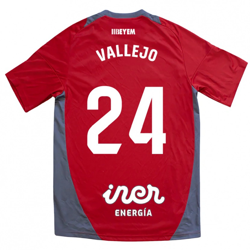 Danxen Damen Jesús Vallejo #24 Rot Grau Auswärtstrikot Trikot 2025/26 T-Shirt