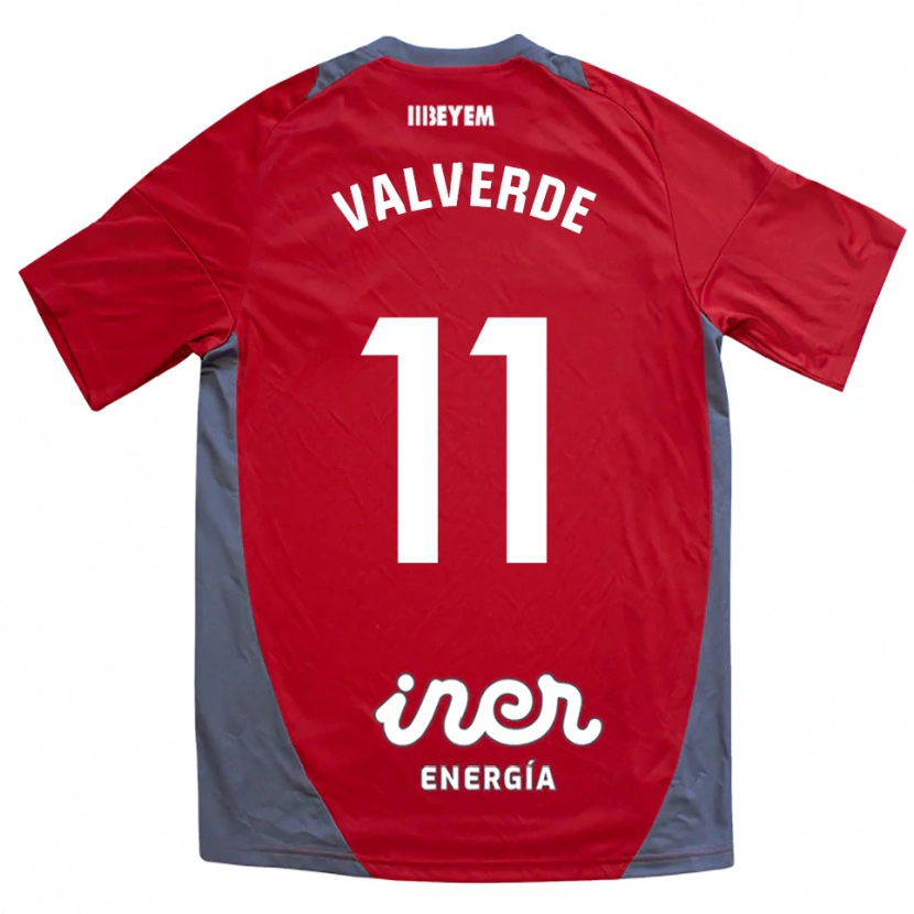 Danxen Damen Victor Valverde #11 Rot Grau Auswärtstrikot Trikot 2025/26 T-Shirt