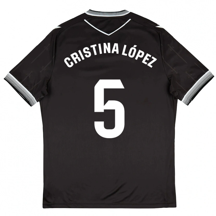 Danxen Damen Cristina López #5 Schwarz Weiß Auswärtstrikot Trikot 2025/26 T-Shirt