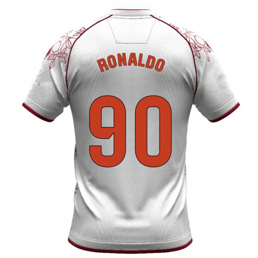 Danxen Damen Ronaldo #90 Weiß Burgunderrot Auswärtstrikot Trikot 2025/26 T-Shirt