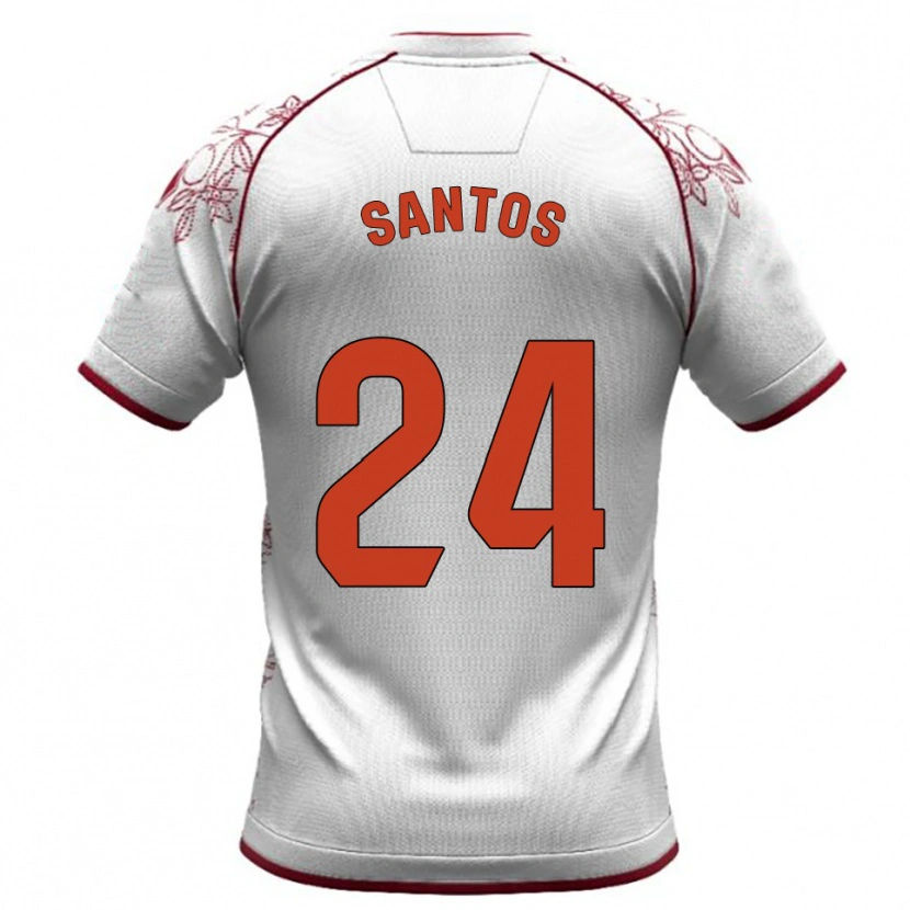 Danxen Damen Saúl Santos #24 Weiß Burgunderrot Auswärtstrikot Trikot 2025/26 T-Shirt