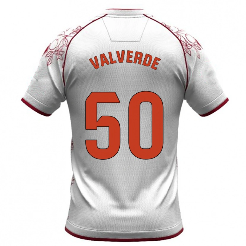 Danxen Damen Jorge Valverde #50 Weiß Burgunderrot Auswärtstrikot Trikot 2025/26 T-Shirt