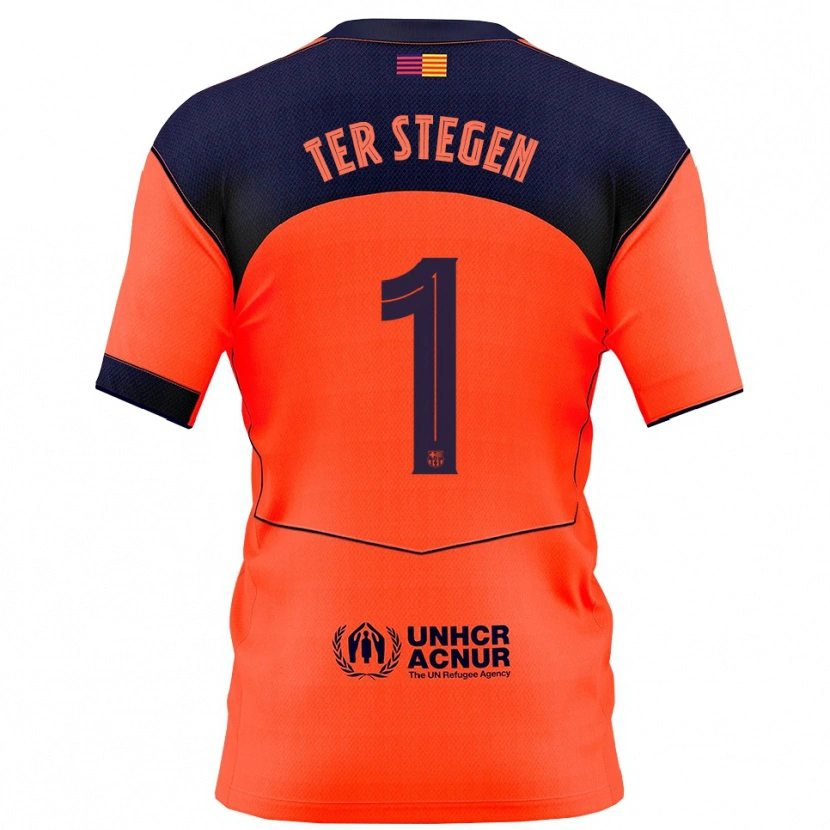 Danxen Damen Marc-André Ter Stegen #1 Orange Marine Ausweichtrikot Trikot 2025/26 T-Shirt