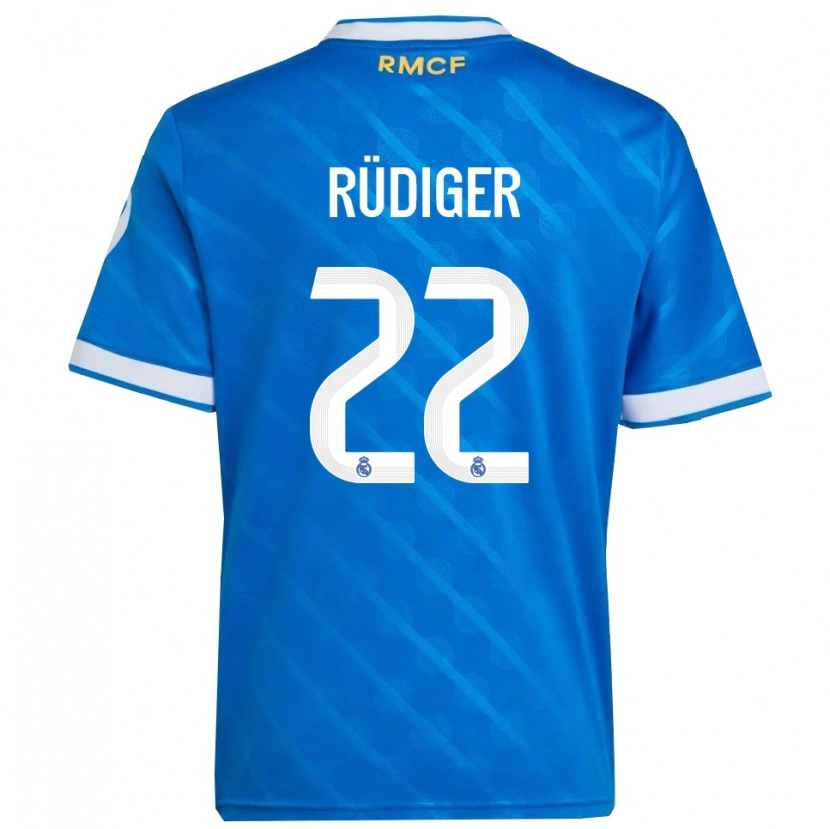 Danxen Damen Antonio Rüdiger #22 Blau Weiß Ausweichtrikot Trikot 2025/26 T-Shirt