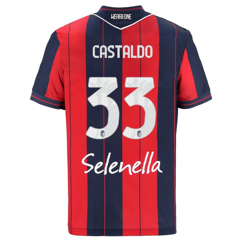 Danxen Kinder Francesco Castaldo #33 Rot Marineblau Heimtrikot Trikot 2025/26 T-Shirt