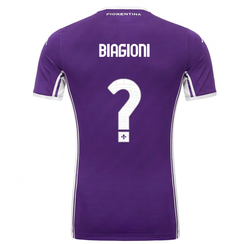 Danxen Kinder Lorenzo Biagioni #0 Lila Weiß Heimtrikot Trikot 2025/26 T-Shirt