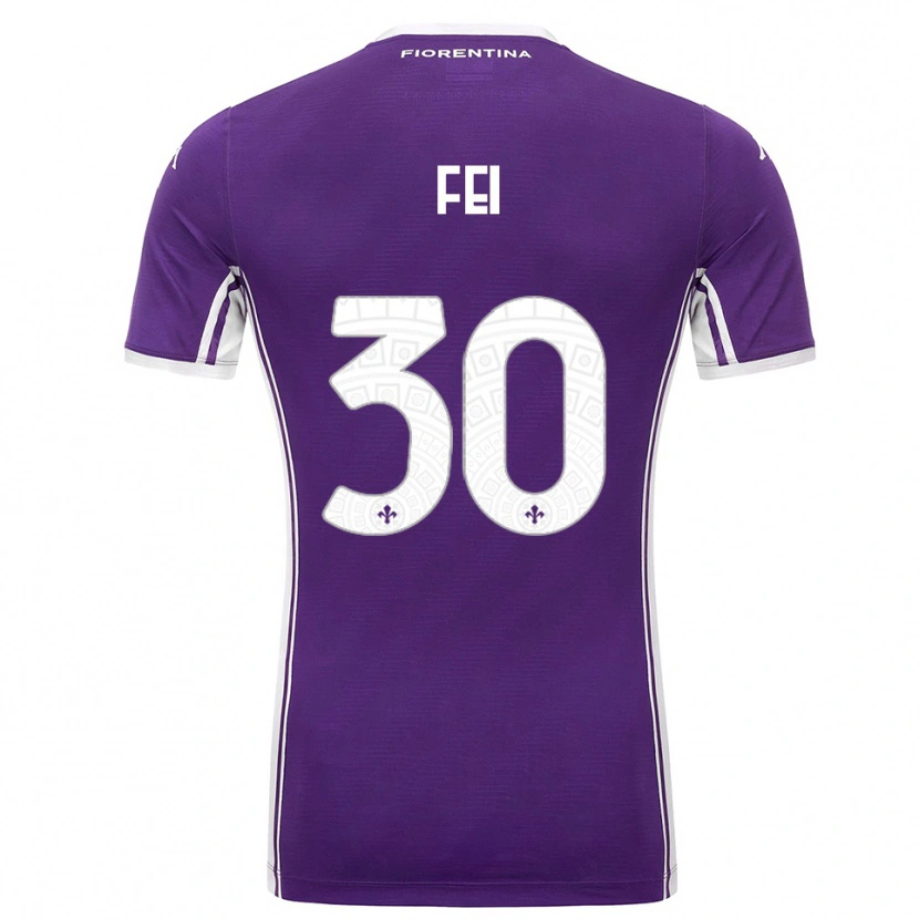 Danxen Kinder Gianmaria Fei #30 Lila Weiß Heimtrikot Trikot 2025/26 T-Shirt