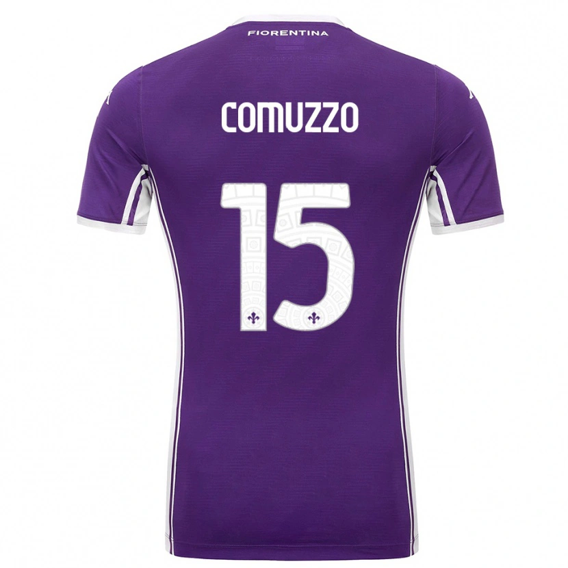 Danxen Kinder Pietro Comuzzo #15 Lila Weiß Heimtrikot Trikot 2025/26 T-Shirt