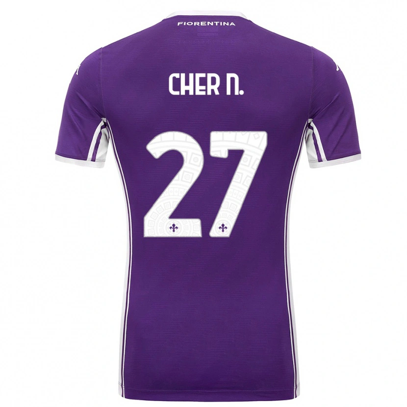 Danxen Kinder Cher Ndour #27 Lila Weiß Heimtrikot Trikot 2025/26 T-Shirt
